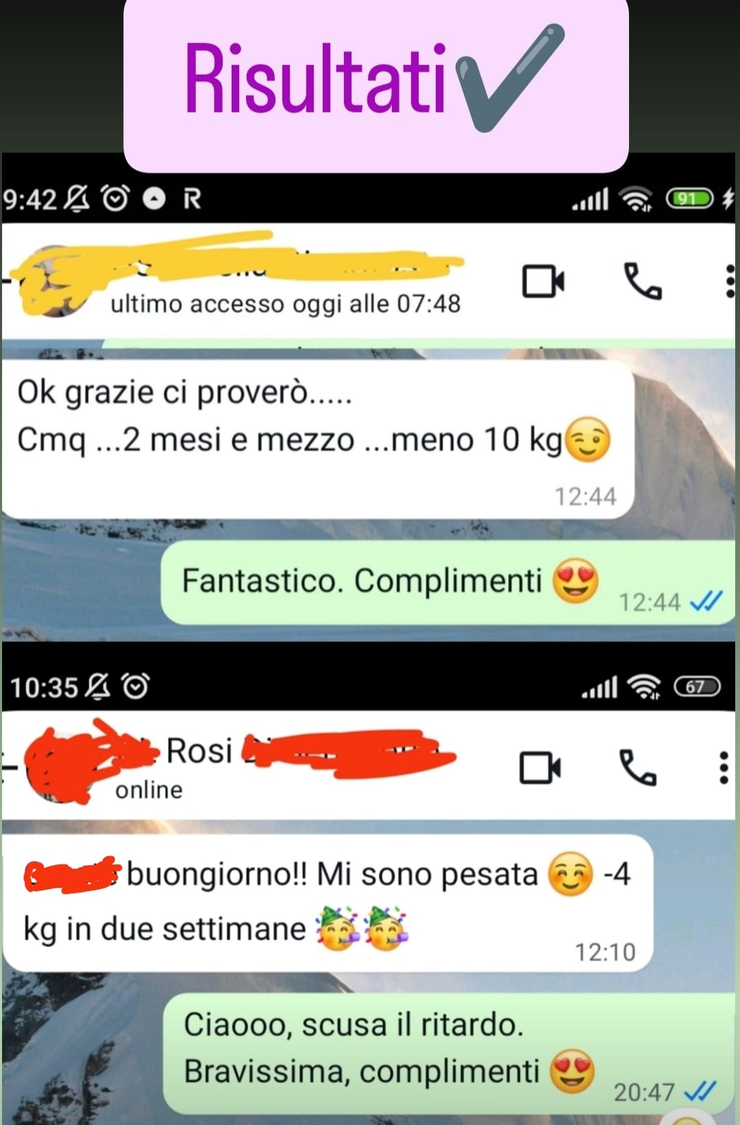 Risultati reali - -10kg in 2 mesi e mezzo, -4kg in 2 settimane